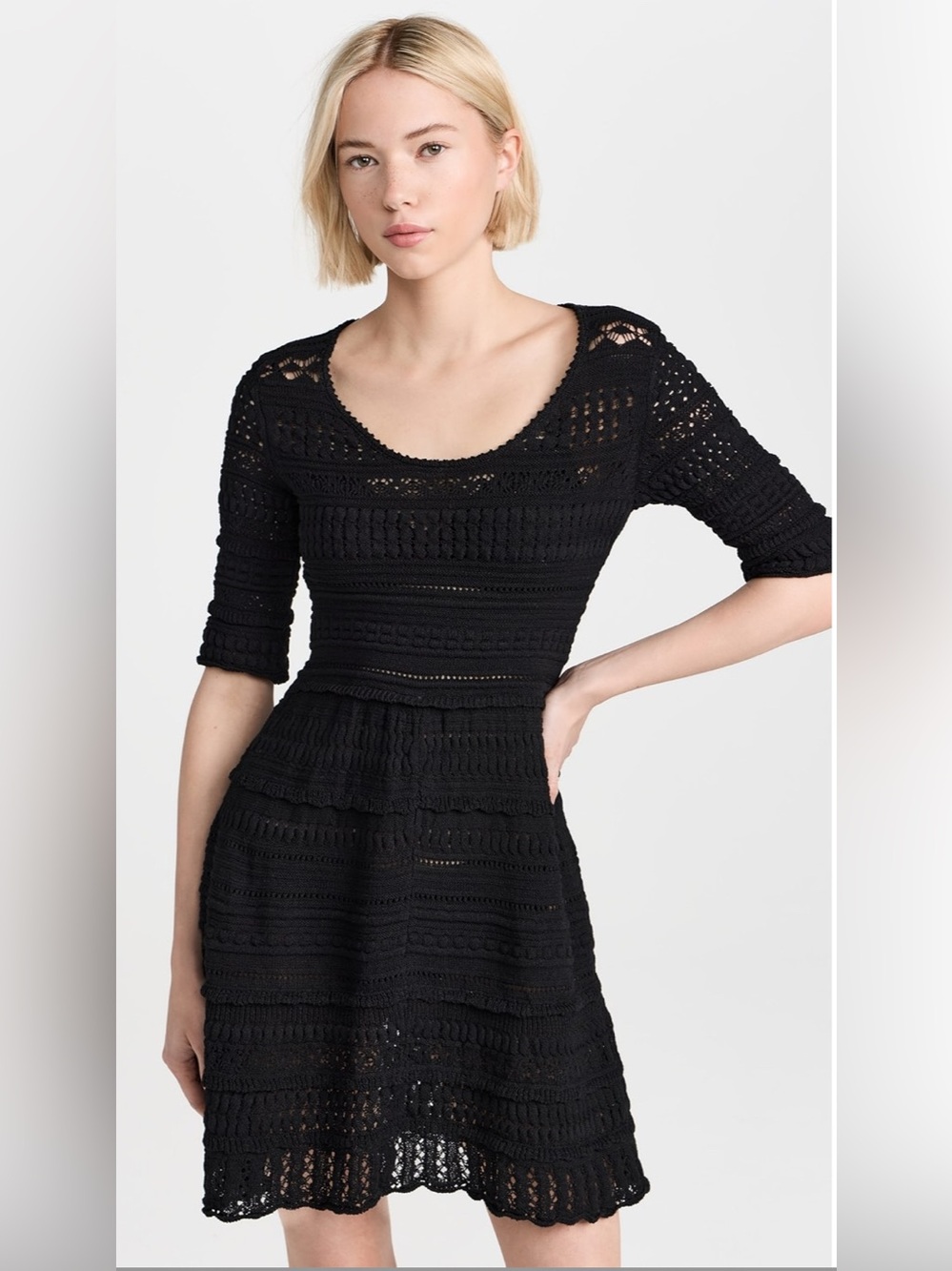 ISABEL MARANT ETOILE Black Crochet Fit-and-Flare Dress - Size 38